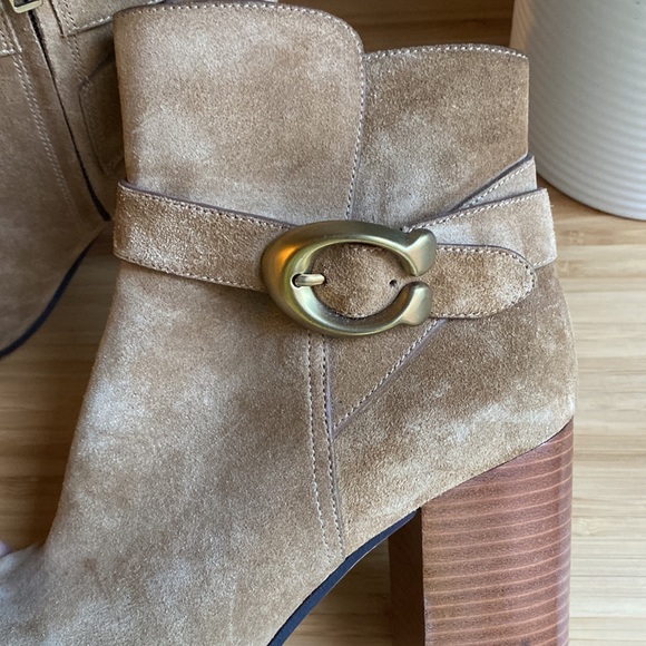 Coach Tan Brown Suede Booties, Size 6 - Picture 6 of 6